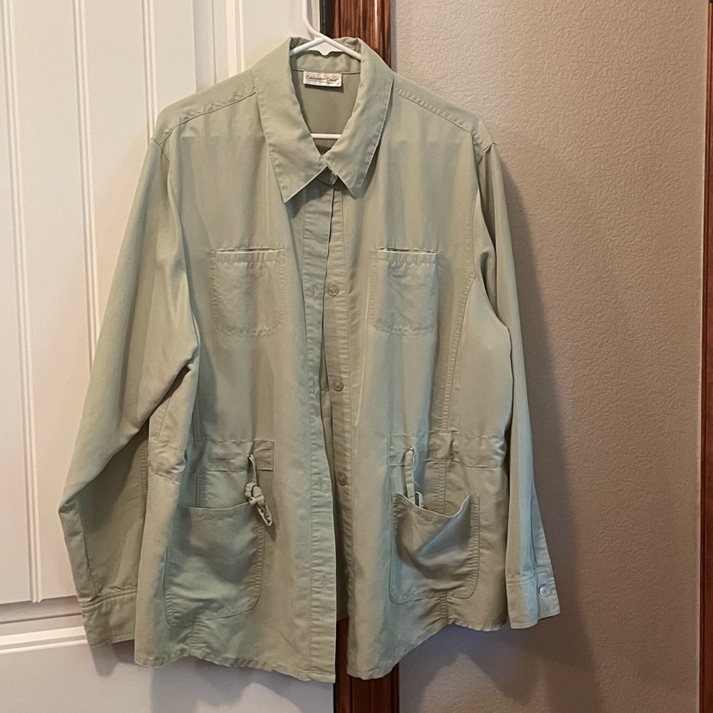 Coldwater Creek XXL moss green poly blouse.